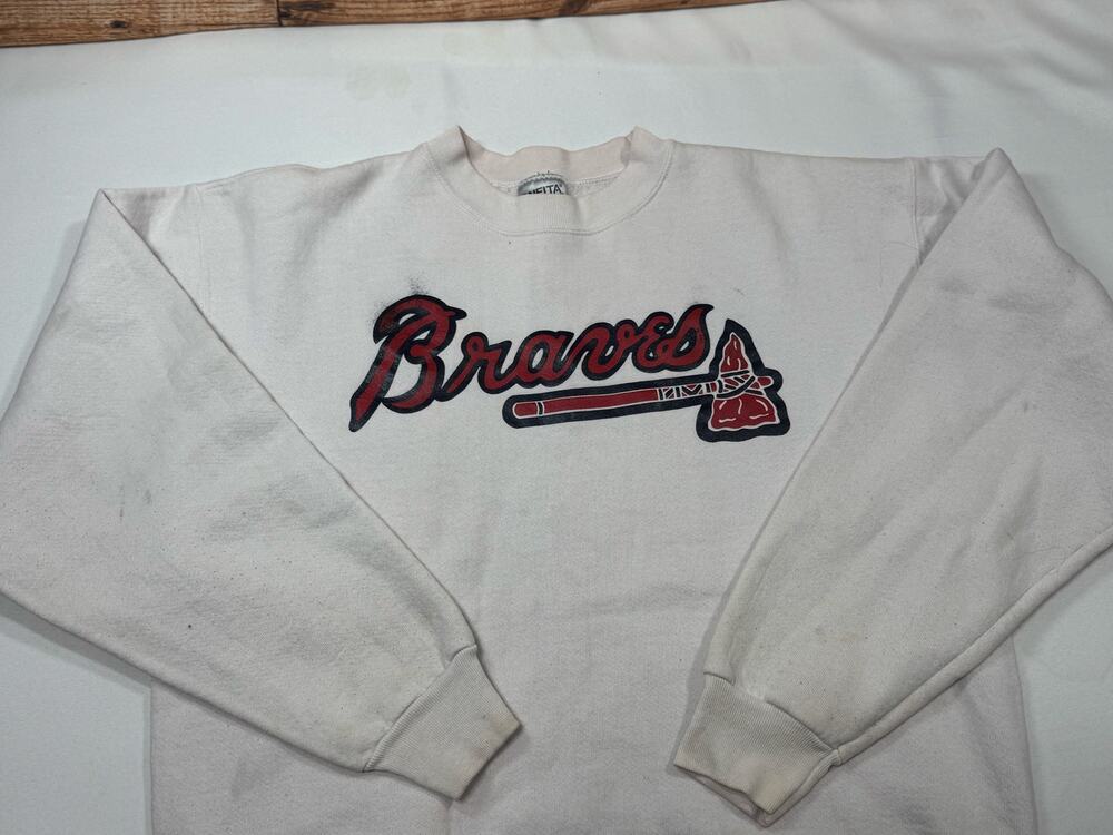 Vintage Oneita Atlanta Braves Sweatshirt XL White Made in USA